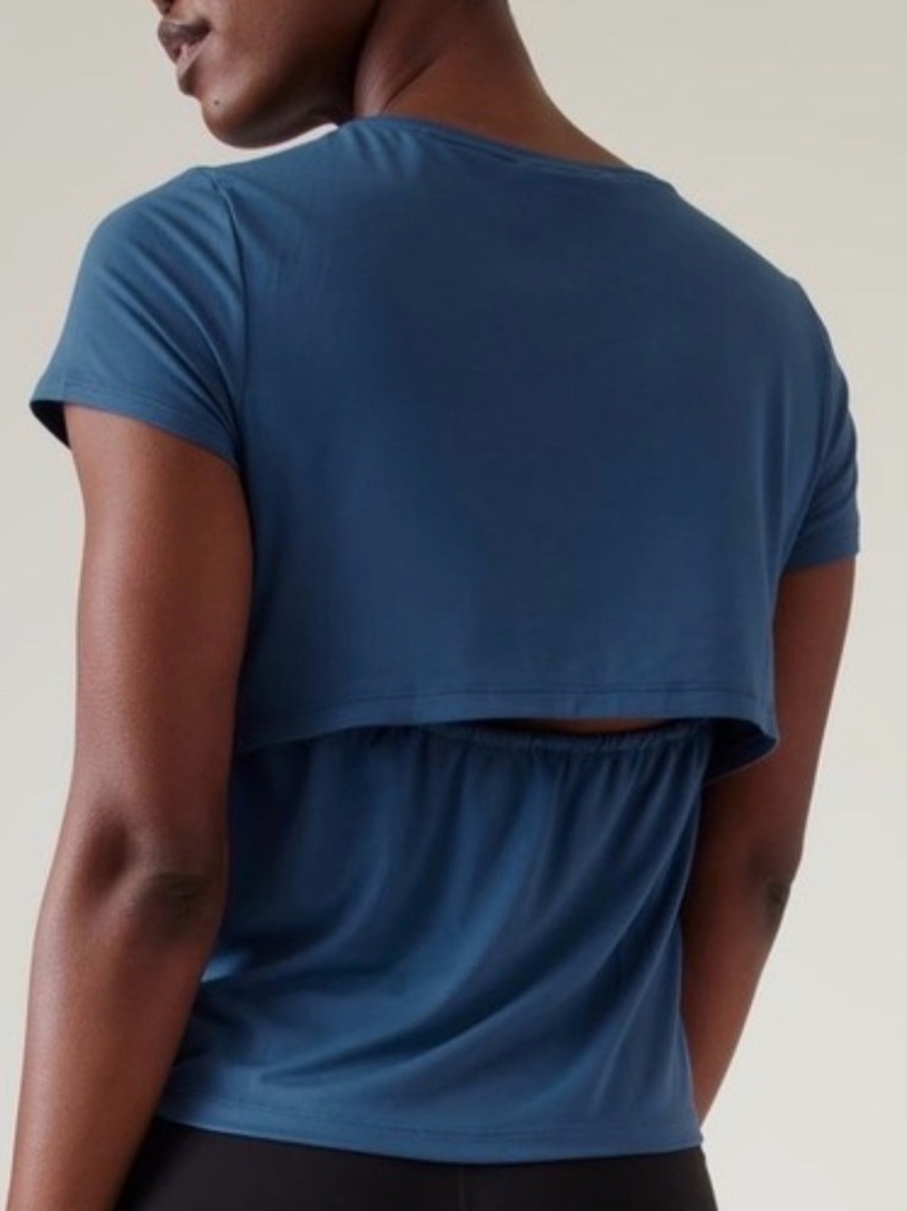 Athleta Short Sleeve Layered Back Performance Tee - Blue